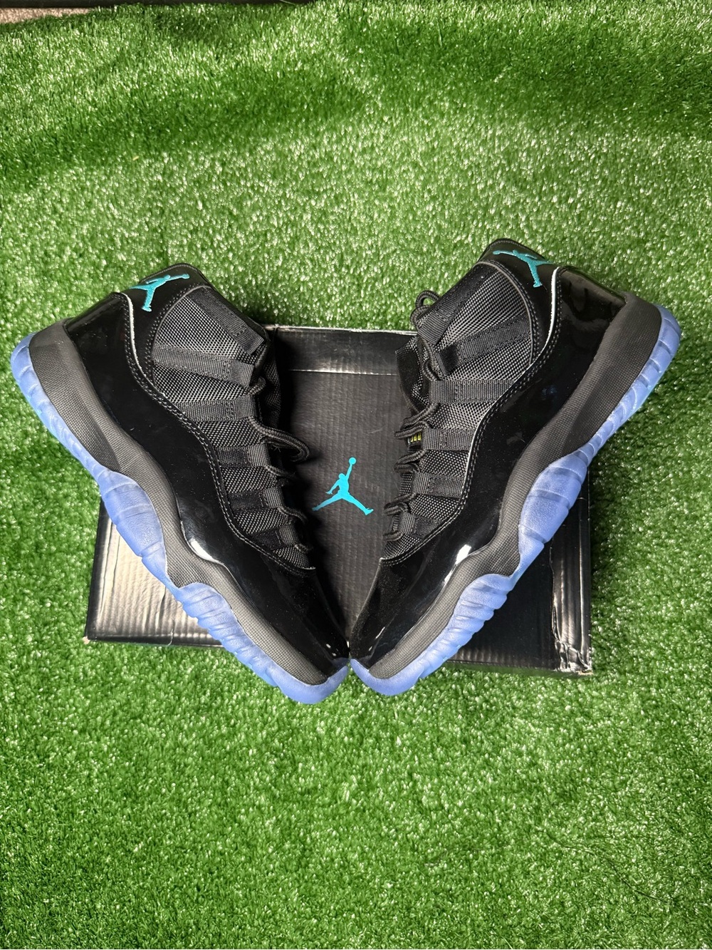 Jordan 11 Retro Black with Teal and Icy Blue Sole